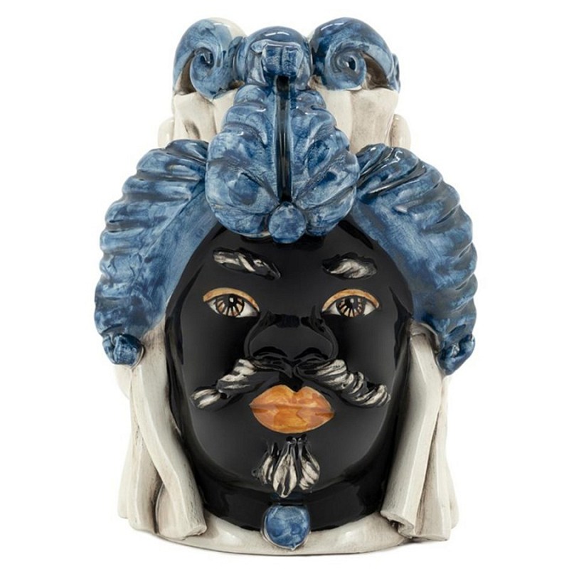 Ваза Vase Moro Man Small Blue Черный Синий Бежевый Ваза Vase Moro Man Small Blue Черный Синий Бежевый в Саратове | Loft Concept