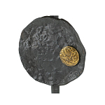 Столик приставной с абстрактным основанием и акцентом в виде золотистого диска Heavenly Space варинант исполнения - 5 | Loft Concept в Саратове