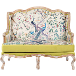 Диван из натурального бука бежевый с изображением птиц и цветов Beige Green Chinoiserie Garden Sofa варинант исполнения - 7 | Loft Concept в Саратове