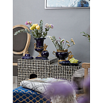 Ваза темно-синяя фарфоровая на бронзовой подставке с ажурным ободком и изогнутыми ручками Eden Garden варинант исполнения - 5 | Loft Concept в Саратове