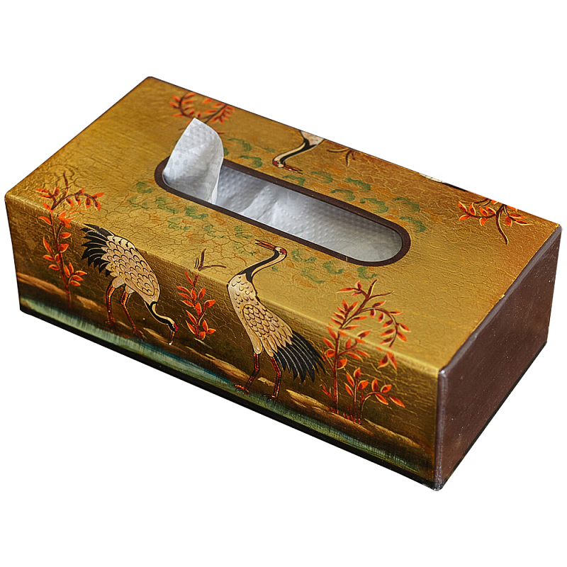 Салфетница в стиле Шинуазри Chinoiserie Golden Cranes Tissue Box Золотой Коричневый Мульти Салфетница в стиле Шинуазри Chinoiserie Golden Cranes Tissue Box Золотой Коричневый Мульти в Саратове | Loft Concept