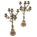 Подсвечники из бронзы на 10 свечей на подставке из камня креноид Stone Candlestick варинант исполнения - 2 | Loft Concept в Саратове