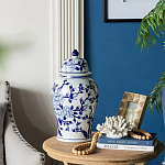Ваза с крышкой и синим цветочным узором Blue & White Ornament  варинант исполнения - 8 | Loft Concept в Саратове