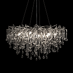 Люстра подвесная с прозрачными стеклянными подвесками в форме капель Диаметр 80 см Droplet Chandelier варинант исполнения - 6 | Loft Concept в Саратове