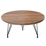 Стол журнальный c коричневой круглой столешницей на трех металлических ножках Charm Coffee Table варинант исполнения - 1 | Loft Concept в Саратове