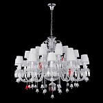 Люстра многоярусная с 30-ю белыми текстильными абажурами и хрустальными подвесками Lustre Reverie варинант исполнения - 2 | Loft Concept в Саратове