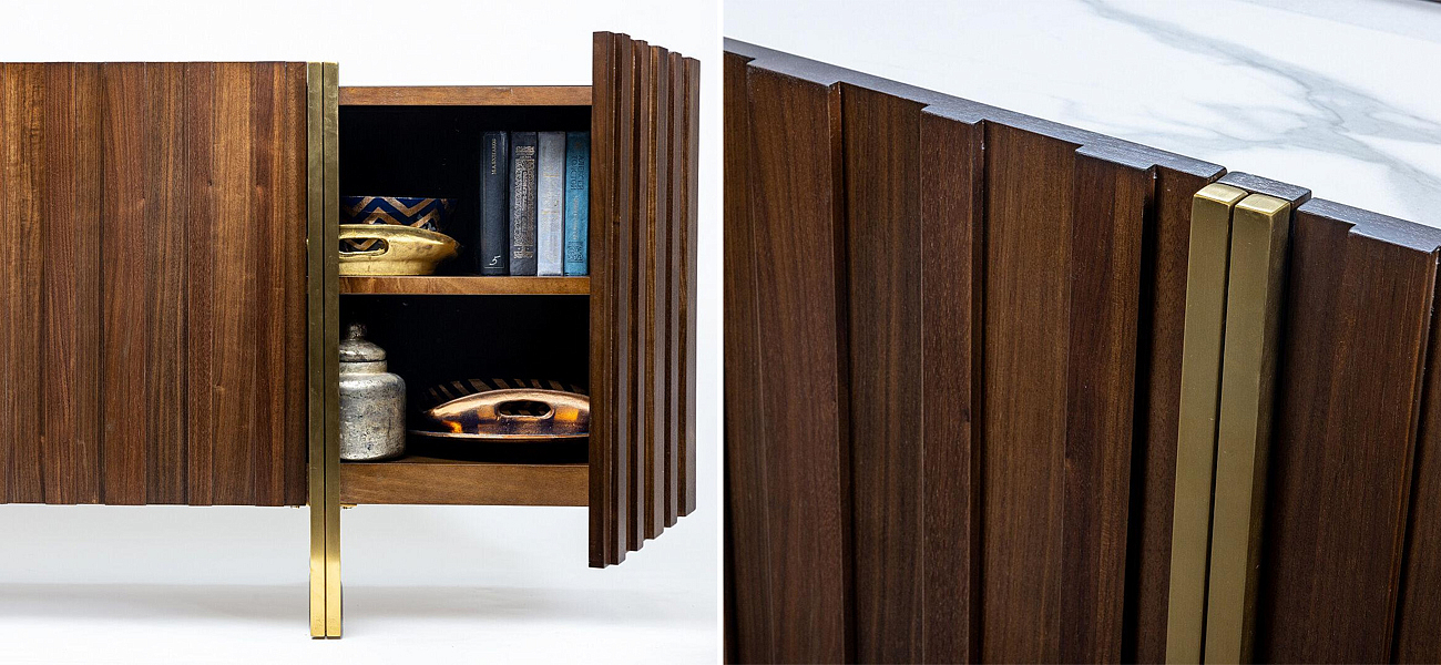 Комод с мраморной столешницей Walnut Veneer Комод с мраморной столешницей Walnut Veneer - Loft-Concept в Саратове
