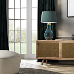 Настольная лампа с коническим дымчато-зелёным абажуром из искусственного шёлка Quintiesse варинант исполнения - 3 | Loft Concept в Саратове