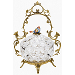 Конфетница с бронзовой ручкой и фарфоровой птичкой на крышке Eden Garden варинант исполнения - 1 | Loft Concept в Саратове