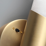 Бра с вытянутым цилиндрическим плафоном из белого алебастра на круглом основании Латунь Cryptocrystalline Stone варинант исполнения - 3 | Loft Concept в Саратове