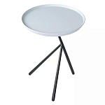 Столик приставной с круглой серой столешницей и черным основанием Round Stable Table варинант исполнения - 2 | Loft Concept в Саратове