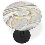 Стол журнальный с круглой столешницей из стекла Gray and Gold Marble варинант исполнения - 2 | Loft Concept в Саратове