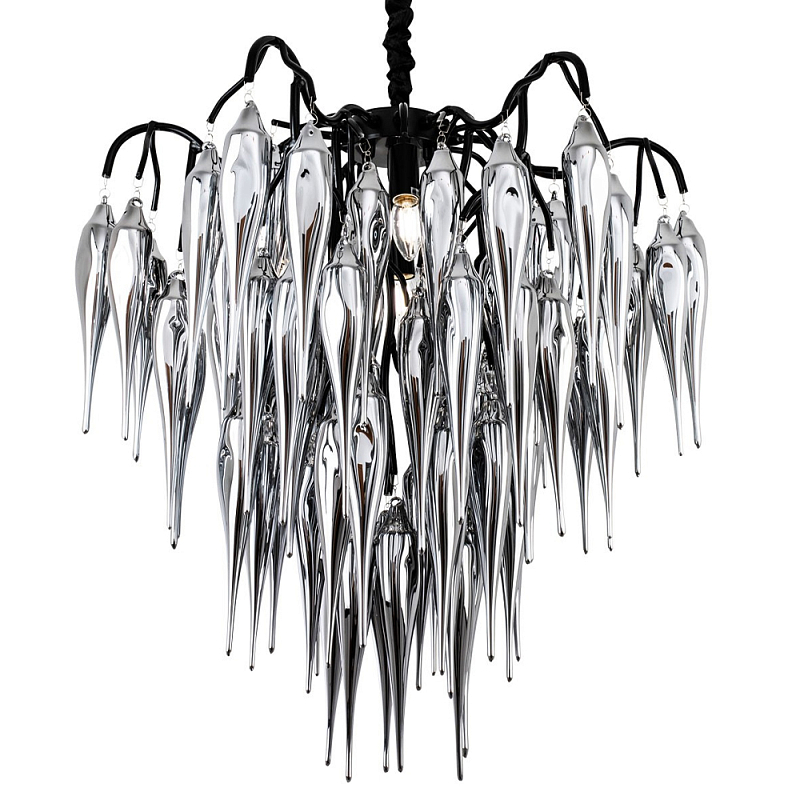 Люстра со стеклянными подвесками дымчатого цвета Ambre Glass Chandelier 70 Серебряный Дымчатый (Smoke) Черный Люстра со стеклянными подвесками дымчатого цвета Ambre Glass Chandelier 70 Серебряный Дымчатый (Smoke) Черный в Саратове | Loft Concept