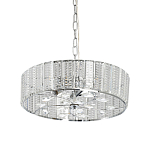 Люстра круглая на цепи цвета хром с прозрачными рельефными хрустальными пластинами Textured Glass Chandelier варинант исполнения - 1 | Loft Concept в Саратове