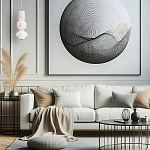 Подвесной светильник белого цвета с тремя геометрическими плафонами Alora Mood варинант исполнения - 7 | Loft Concept в Саратове