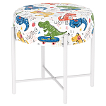 Пуф детский круглый с принтом на 4-х белых ножках Dinosaurs CHILDHOOD варинант исполнения - 1 | Loft Concept в Саратове