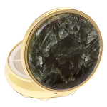 Таблетница карманная круглая с 3-мя отделениями и накладкой из натурального камня Серафинит Gold Stone Pillboxes варинант исполнения - 2 | Loft Concept в Саратове