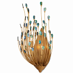 Бра настенное золотое с декором из бирюзовых элементов Peacock Tail варинант исполнения - 2 | Loft Concept в Саратове