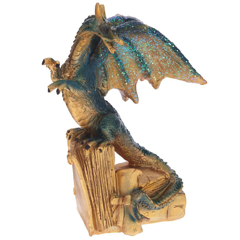 Декоративная статуэтка Дракон Multicolor Gold Dragon Treasure Keeper Statuette Золотой Мульти в Саратове | Loft Concept 