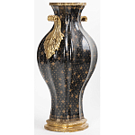 Ваза черного цвета из фарфора с золотистым узором и бронзовыми ручками Высота 39.5 см Eden Garden porcelain and bronze варинант исполнения - 1 | Loft Concept в Саратове