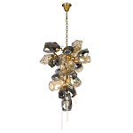 Люстра подвесная вытянутой формы с плафонами из стекла и металла с двумя вертикальными подвесками Gilded Mirage  варинант исполнения - 2 | Loft Concept в Саратове