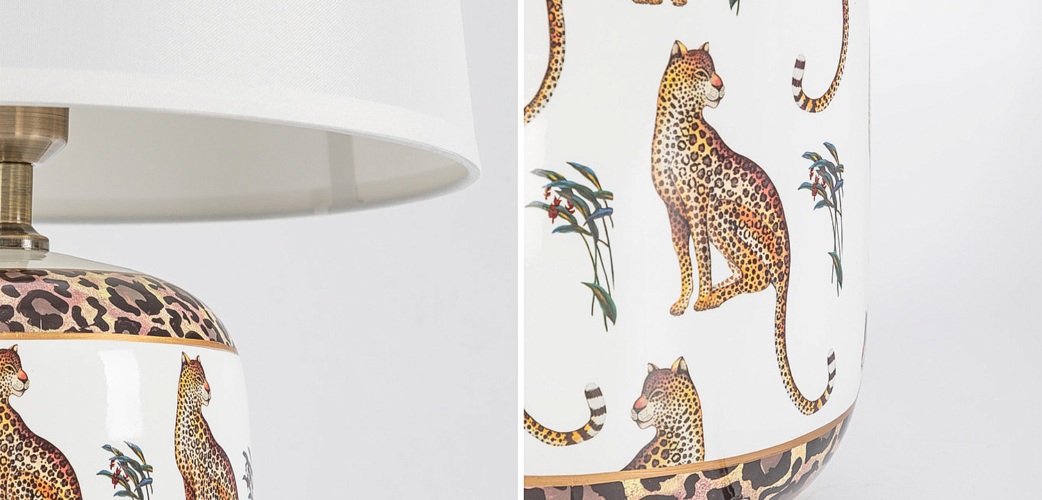 Настольная лампа с абажуром Leopard Lampshade White Настольная лампа с абажуром Leopard Lampshade White - Loft-Concept в Саратове