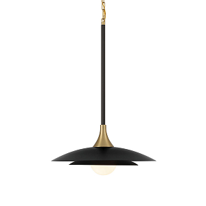 Подвесной светильник с плафоном в форме плоского купола и белой шарообразной лампой Eurofase