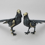 Статуэтка бронзовая пара Фазаны синие Bronze Birds варинант исполнения - 4 | Loft Concept в Саратове