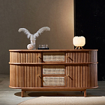 Дизайнерский комод овальный с фактурным фасадом и вставками из плетеных элементов Ambar варинант исполнения - 1 | Loft Concept в Саратове