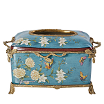 Салфетница прямоугольная голубого цвета с цветами и бабочками Blue Garden варинант исполнения - 1 | Loft Concept в Саратове