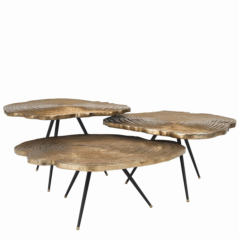 Набор столиков Eichholtz Coffee Table Quercus Set of 3 Черный Латунь Набор столиков Eichholtz Coffee Table Quercus Set of 3 Черный Латунь в Саратове | Loft Concept
