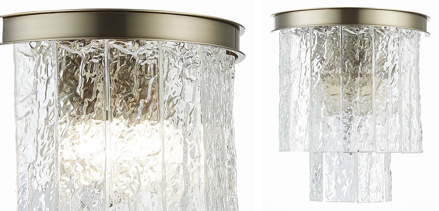 Бра Renea Textured Glass Wall Lamp Nickel Бра Renea Textured Glass Wall Lamp Nickel - Loft-Concept в Саратове
