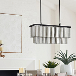 Люстра линейная прямоугольная с подвесками из натурального перламутра Nacre варинант исполнения - 5 | Loft Concept в Саратове