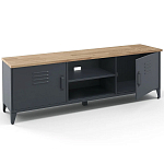 ТВ-тумба из металла и столешницей из массива дуба Metal Wood TV-Stand варинант исполнения - 3 | Loft Concept в Саратове