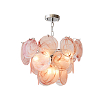 Люстра с каскадом из круглых розовых стеклянных дисков Pink Light Waterfall варинант исполнения - 2 | Loft Concept в Саратове