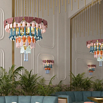 Люстра круглая с декором из разноцветных элементов в виде листьев Changing Seasons варинант исполнения - 12 | Loft Concept в Саратове