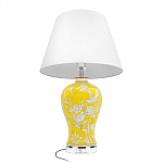 Настольная лампа желтая с изображением белых птиц Flight Among Acacia варинант исполнения - 3 | Loft Concept в Саратове
