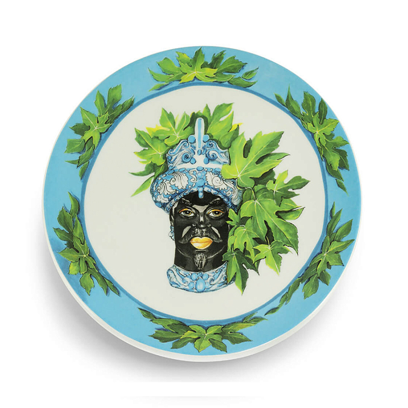 Тарелка Abhika PLATE MORO HEAD SMALL D15,5 Голубой Зеленый Тарелка Abhika PLATE MORO HEAD SMALL D15,5 Голубой Зеленый в Саратове | Loft Concept