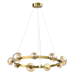 Люстра подвесная светодиодная с 9-ю круглыми плафонами коньячного цвета Iona Chandelier Brass  варинант исполнения - 1 | Loft Concept в Саратове