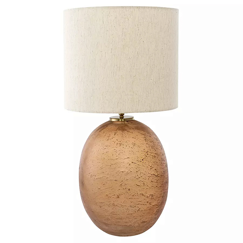 Настольная лампа с тканевым бежевым абажуром на овальном основании Beige Lampshade on Oval Base Бежевый в Саратове | Loft Concept 