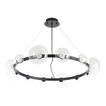 Люстра подвесная круглая с 12-ю прозрачными куполообразными плафонами и черным металлическим основанием Flos Wireline Lighting варинант исполнения - 2 | Loft Concept в Саратове