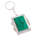 Зеркало брелок складное двухстороннее из натурального камня Малахит Stone Mirrors варинант исполнения - 1 | Loft Concept в Саратове