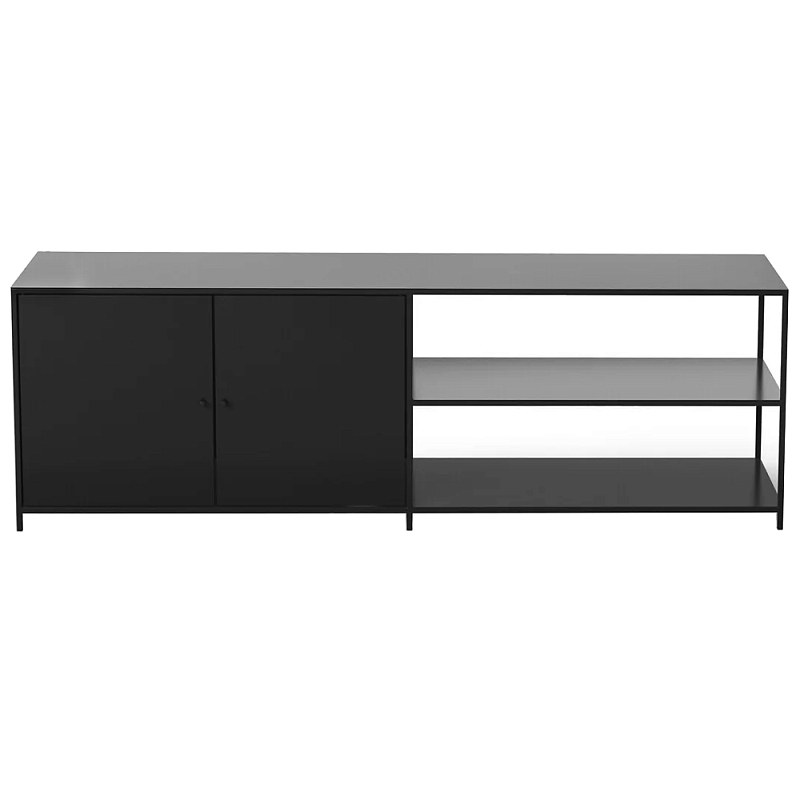 ТВ-тумба из металла с 2-мя дверцами и полками Damian Metal TV Stand Черный ТВ-тумба из металла с 2-мя дверцами и полками Damian Metal TV Stand Черный в Саратове | Loft Concept