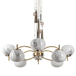 Люстра подвесная с 8-ю шарообразными плафонами из белого стекла с подвесками из камня и кисточками Agatelle варинант исполнения - 1 | Loft Concept в Саратове