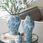 Ваза с крышкой и голубым цветочным рисунком на белом фоне Blue & White Ornament варинант исполнения - 5 | Loft Concept в Саратове