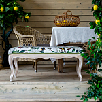 Банкетка из натурального бука золотистая с изображением птиц и цветов Blooming Birds варинант исполнения - 4 | Loft Concept в Саратове