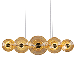 Люстра подвесная светодиодная со стеклянными плафонами янтарного цвета в форме дисков Savio Glass Disc варинант исполнения - 1 | Loft Concept в Саратове