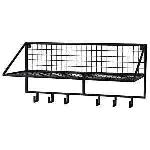 Вешалка с полкой Rhian Industrial Metal Rust Shelf Black S