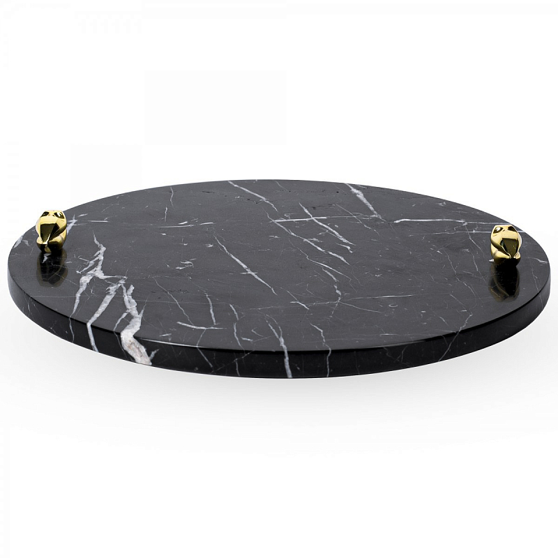 Поднос ACOLYTE ENTERTAINING PLATTER MARBLE & BRONZE Черный в Саратове | Loft Concept 