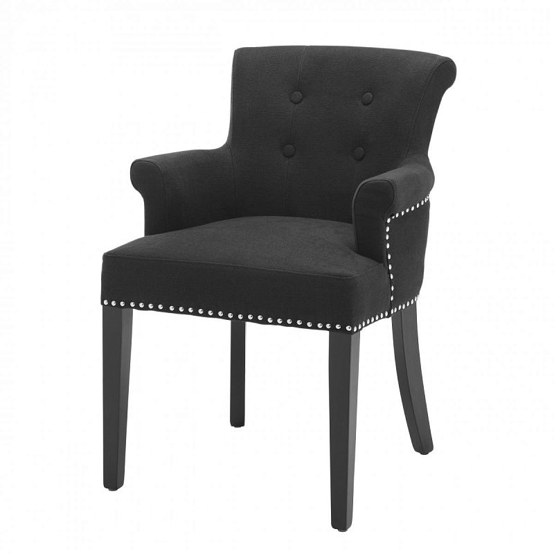 Стул Eichholtz Dining Chair Key Largo With Arm Никель Черный Стул Eichholtz Dining Chair Key Largo With Arm Никель Черный в Саратове | Loft Concept